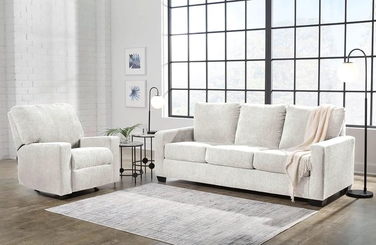 White Queen Upholstered Sleeper Sofa With Gel Memory Foam from PriceLows™