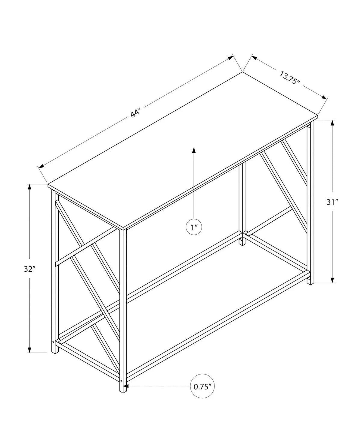 Modern Entryway Console Table | 44 Inch Width | Wood-Look Tabletop | Metal Frame