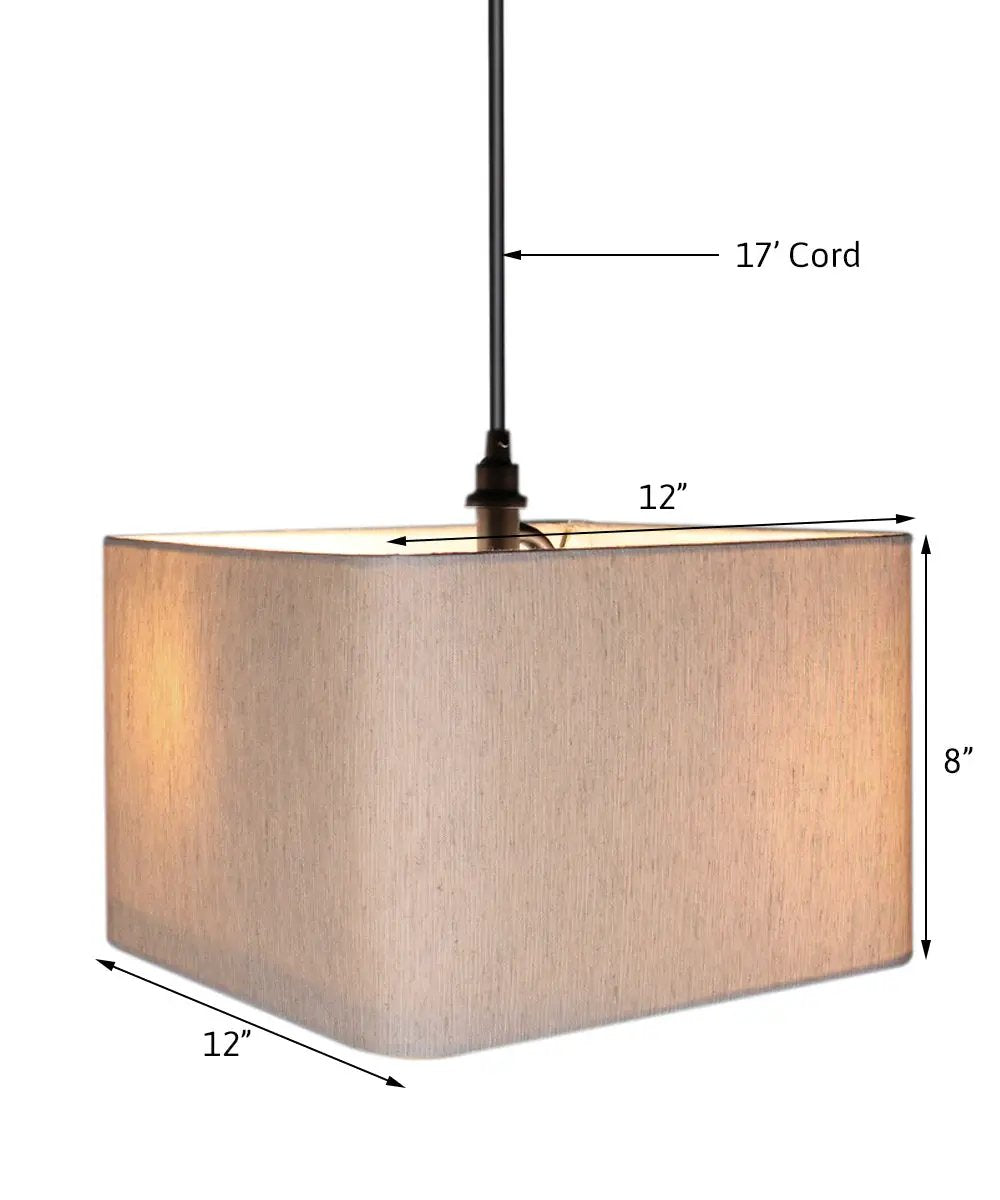 Swag Plug In Pendant Light | 2 Light | 12 Inch Wide Drum Shade | Black Cord