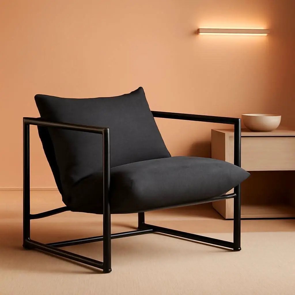 Aidan Sling Chair Dark Grey Metal Frame Shredded Foam from PriceLows™