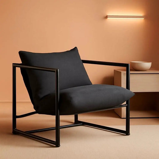 Aidan Sling Chair Dark Grey Metal Frame Shredded Foam from PriceLows™