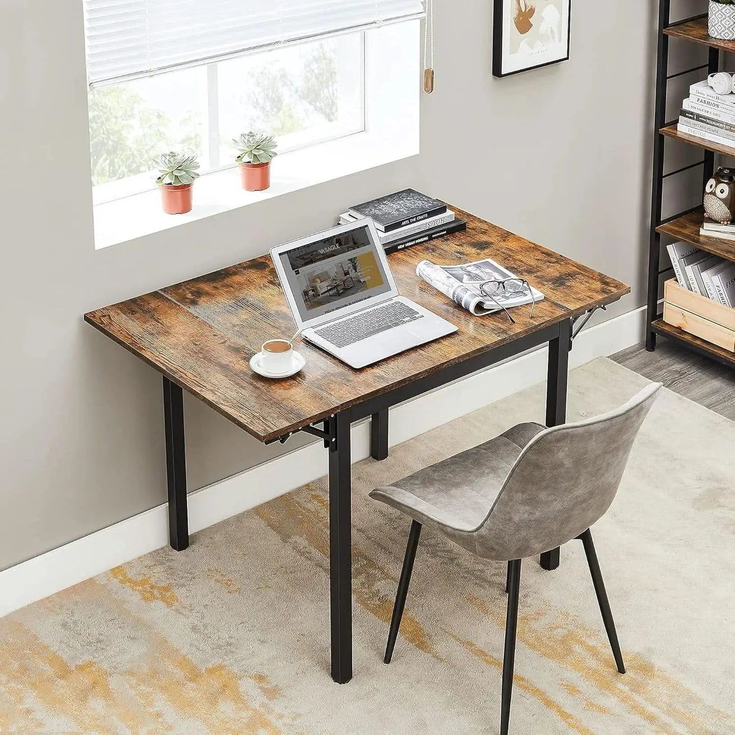 Folding Dining Table Drop Leaf Extendable Brown For Small Spaces Seats 2 To 4 from PriceLows™