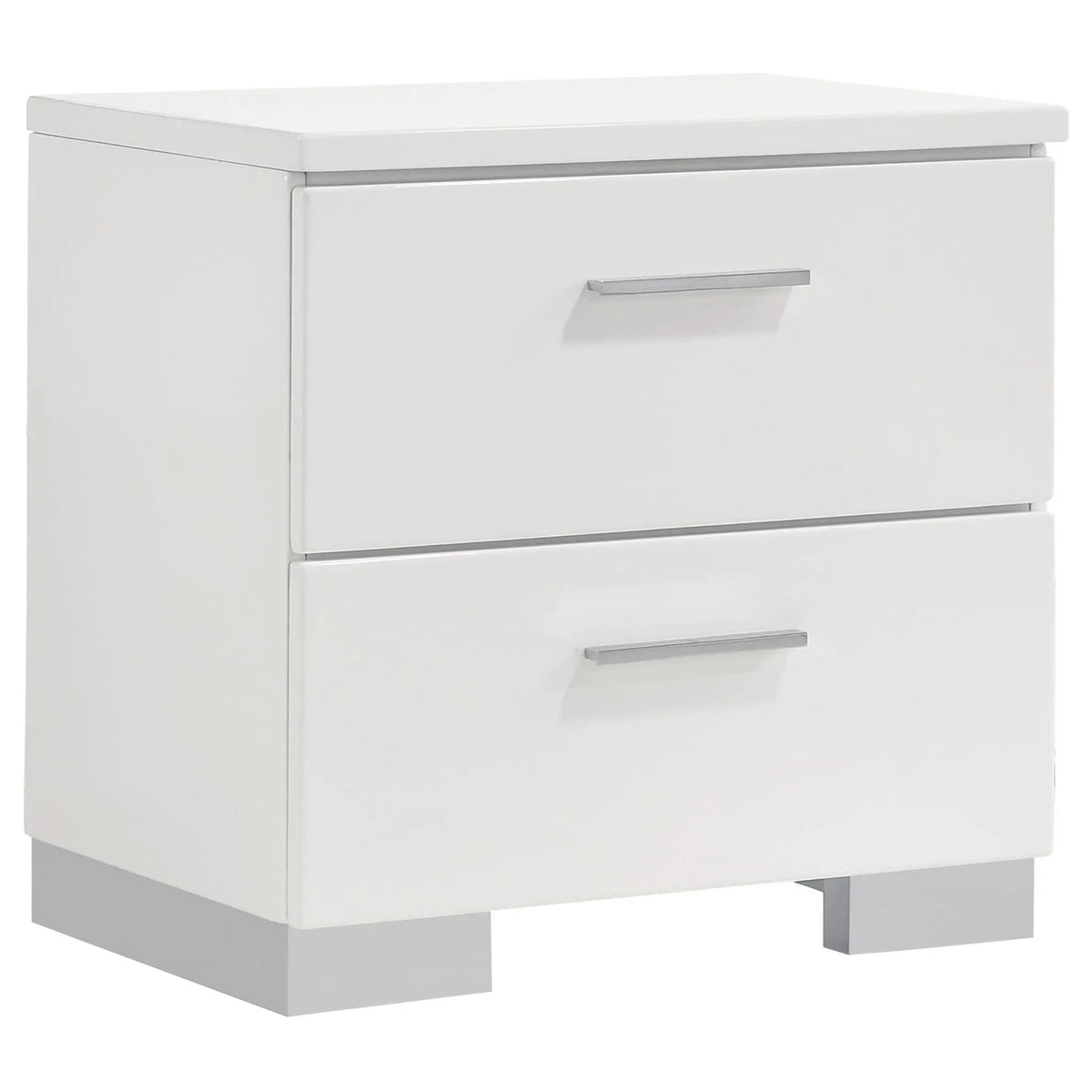 Felicity 4-piece Full Bedroom Set White High Gloss | 4-Piece Set | Faux Leather & Metal | Bedroom