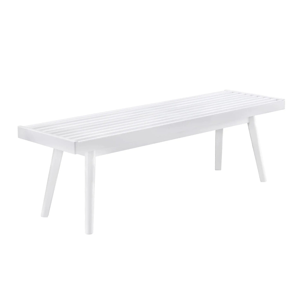 Larwich Slatted Bench | Solid Wood And New Zealand Pine | White Finish | Farmhouse Style