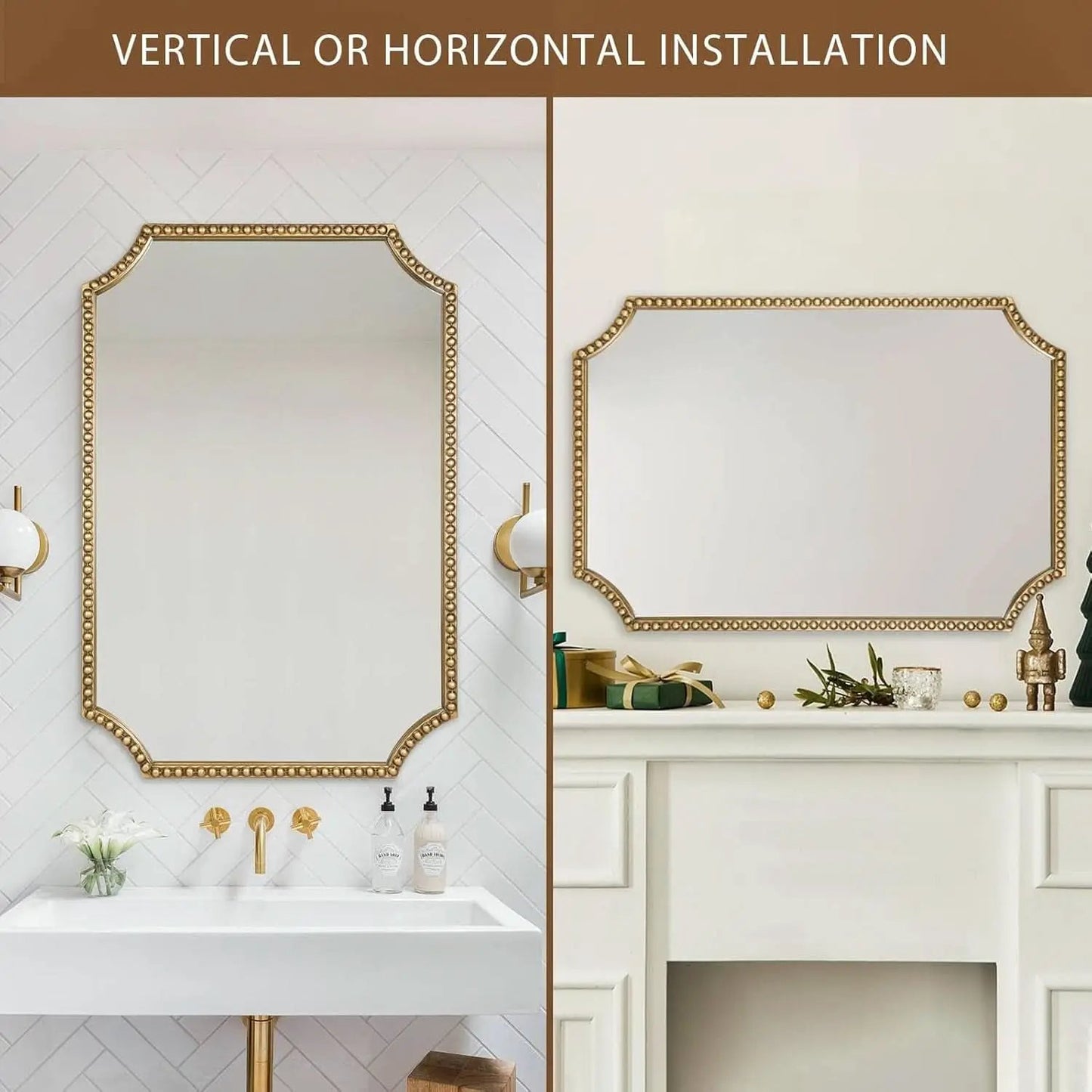 30 X 40 Inch Wall Mirror With Antique Gold Beaded Frame from PriceLows™