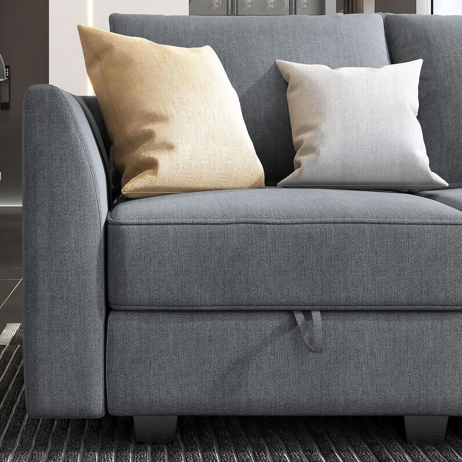 Bluish Grey Transformable Sleeper Sofa With Storage from PriceLows™