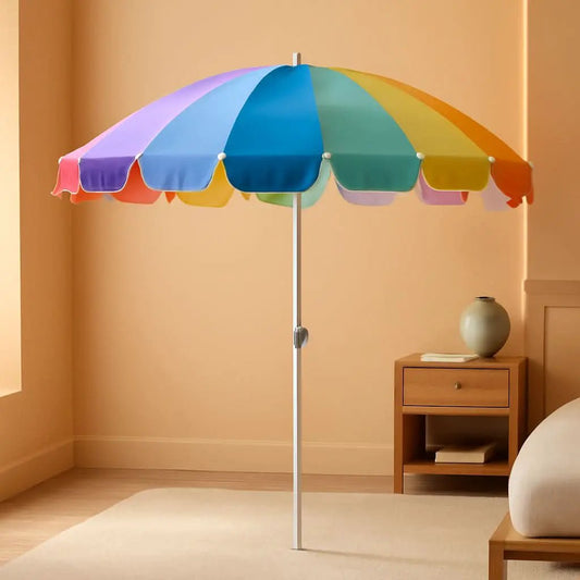 7.5Ft Heavy Duty Beach Umbrella UV 50 Protection Tilt from PriceLows™
