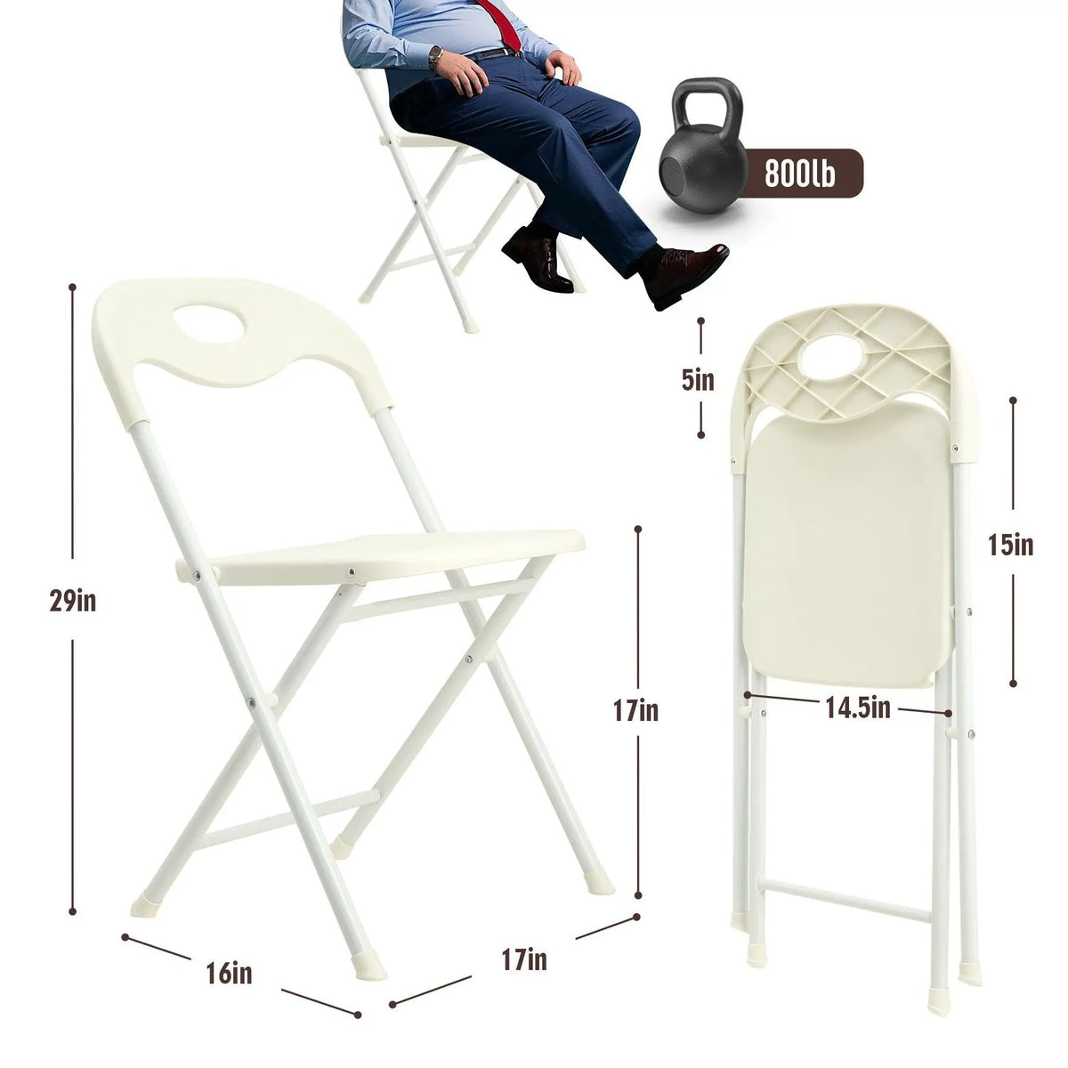 Folding Chairs | Set Of 4 | White | Stackable And Waterproof