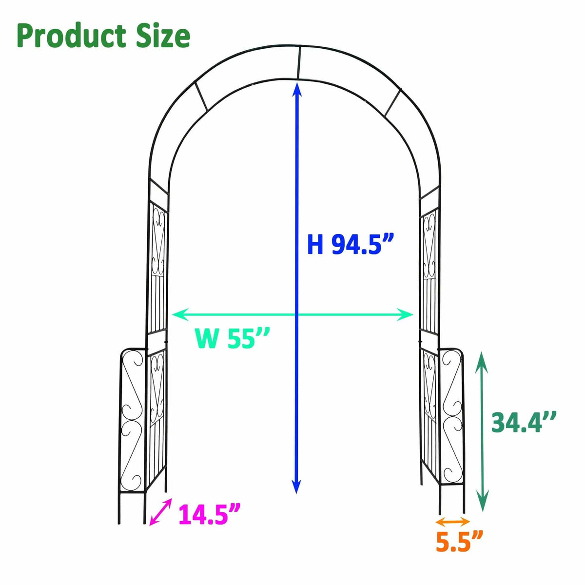 Metal Garden Arch Garden Arbor Trellis Climbing Plants Support Rose Arch Outdoor | 2 Pieces | Metal | Outdoor Living