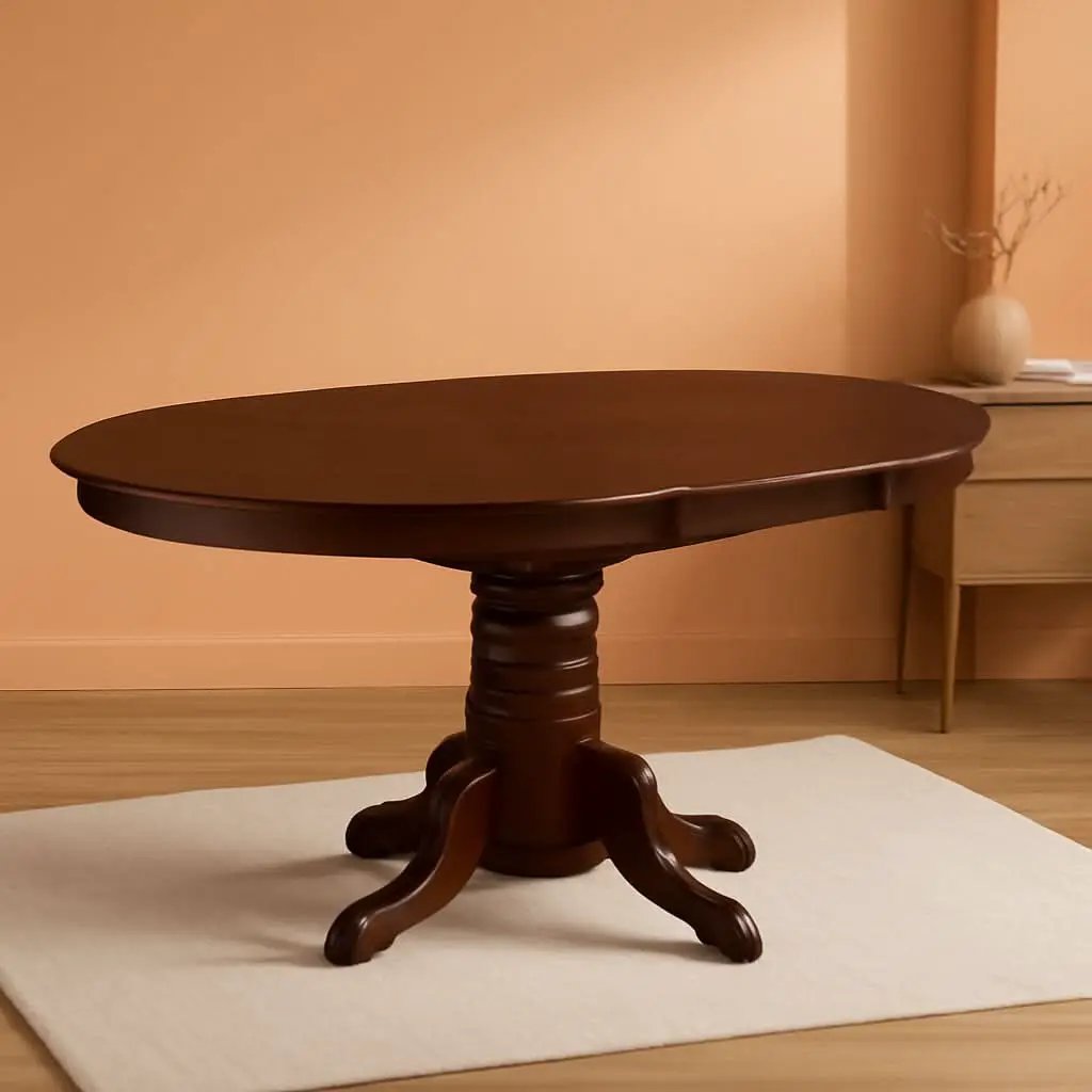 Oval Solid Wood Dining Table With Butterfly Leaf Espresso from PriceLows™