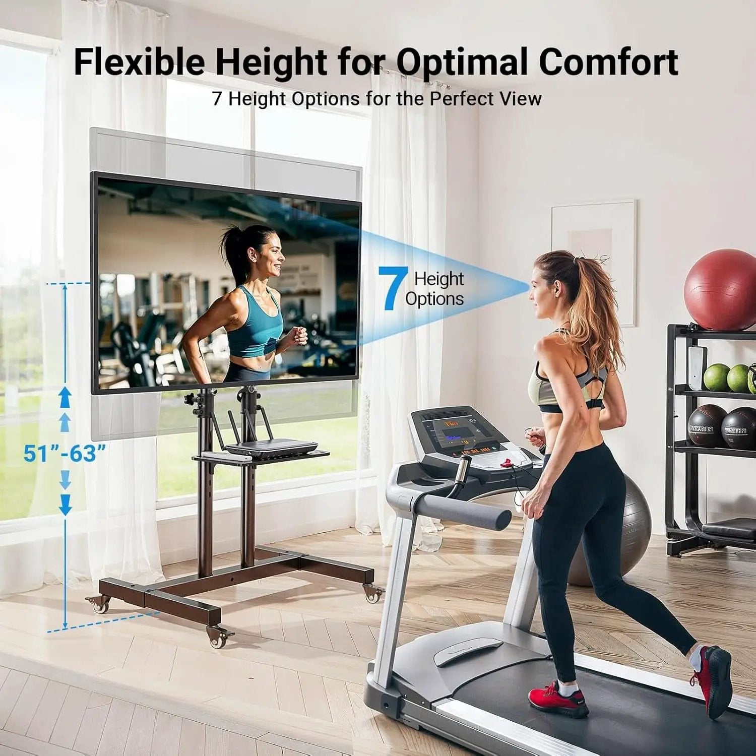 Rolling TV Stand Height Adjustable 32 To 83 Inch Screens from PriceLows™