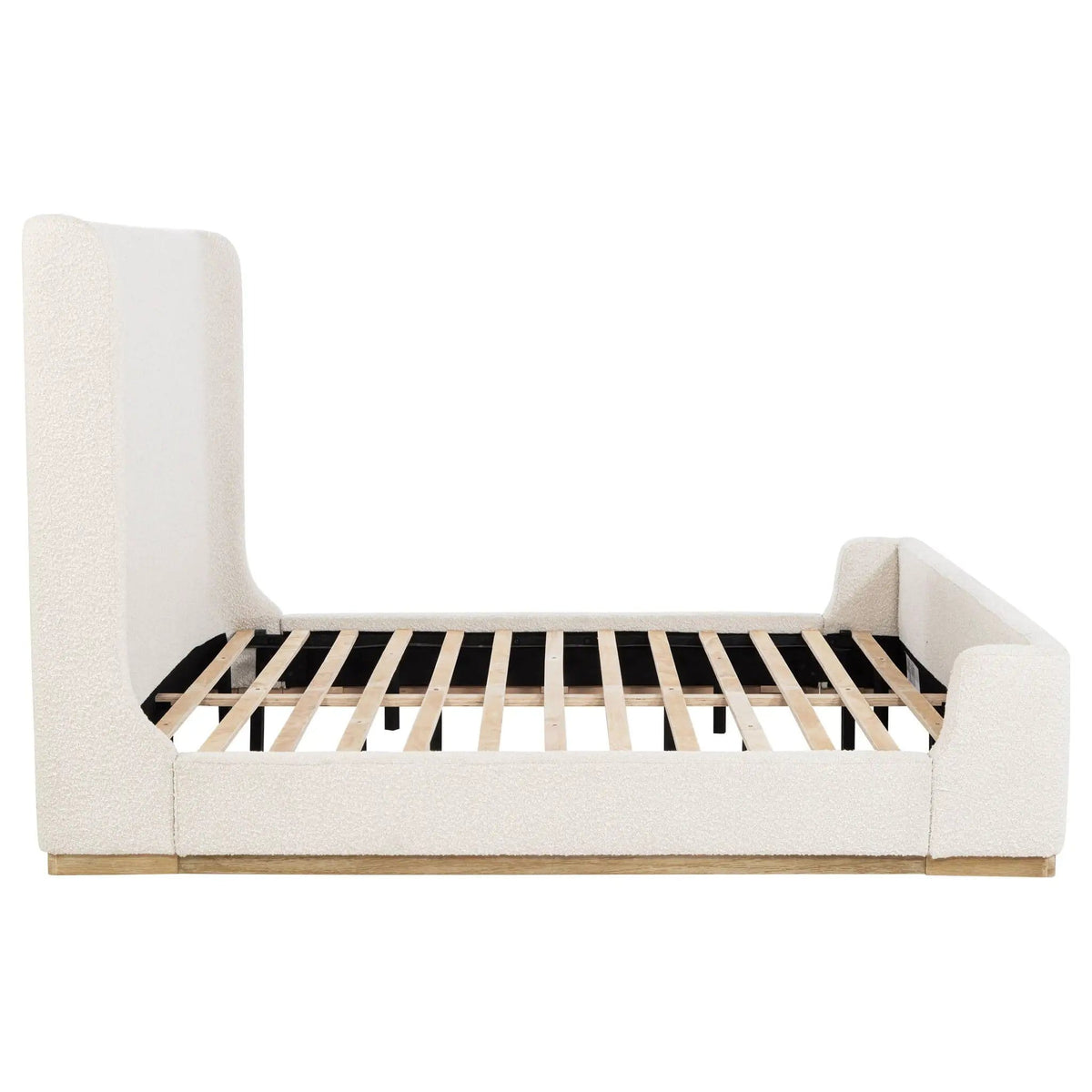 Nala Eastern King Bouclé Upholstered Platform Bed | 82.75 x 88.25 x 56.5 in | Rubberwood & Plywood | Cream
