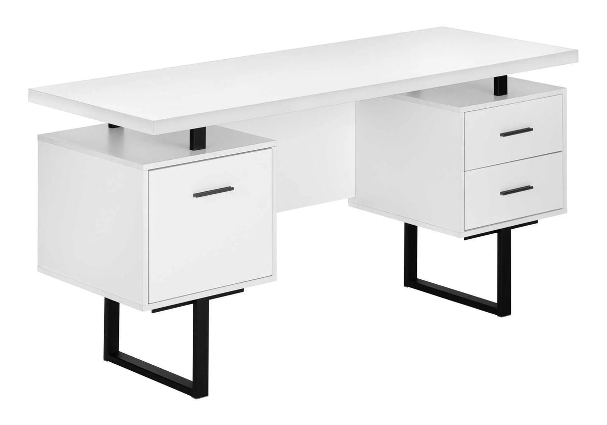 60 Inch Computer Desk | Laminate Finish | Two Top Drawers And File Drawer | Reversible Set-Up