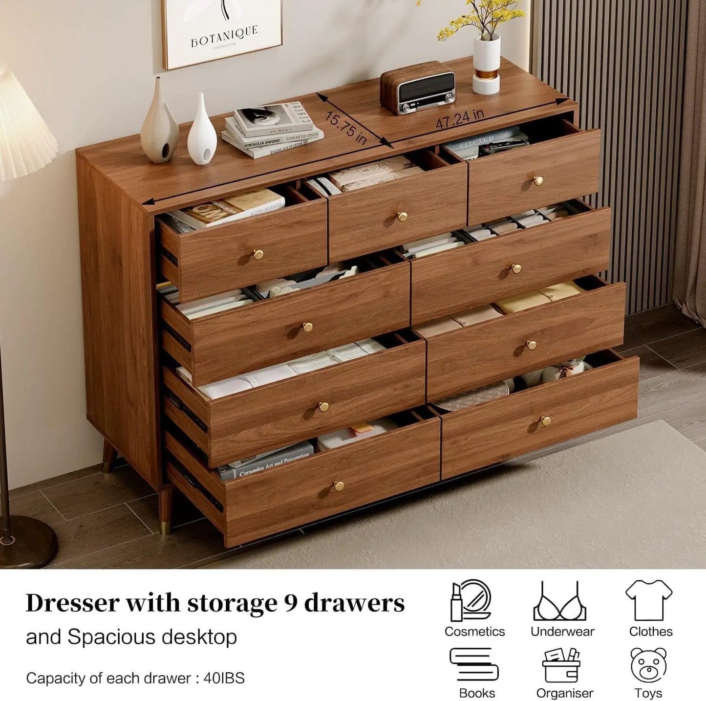 Dark Espresso Storage Cabinet Dresser With Anti Tip from PriceLows™