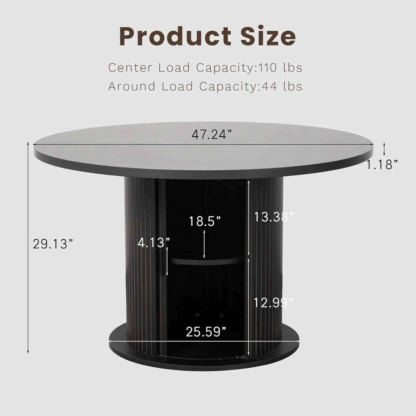 Round Dining Table Featuring Concealed Storage Black from PriceLows™