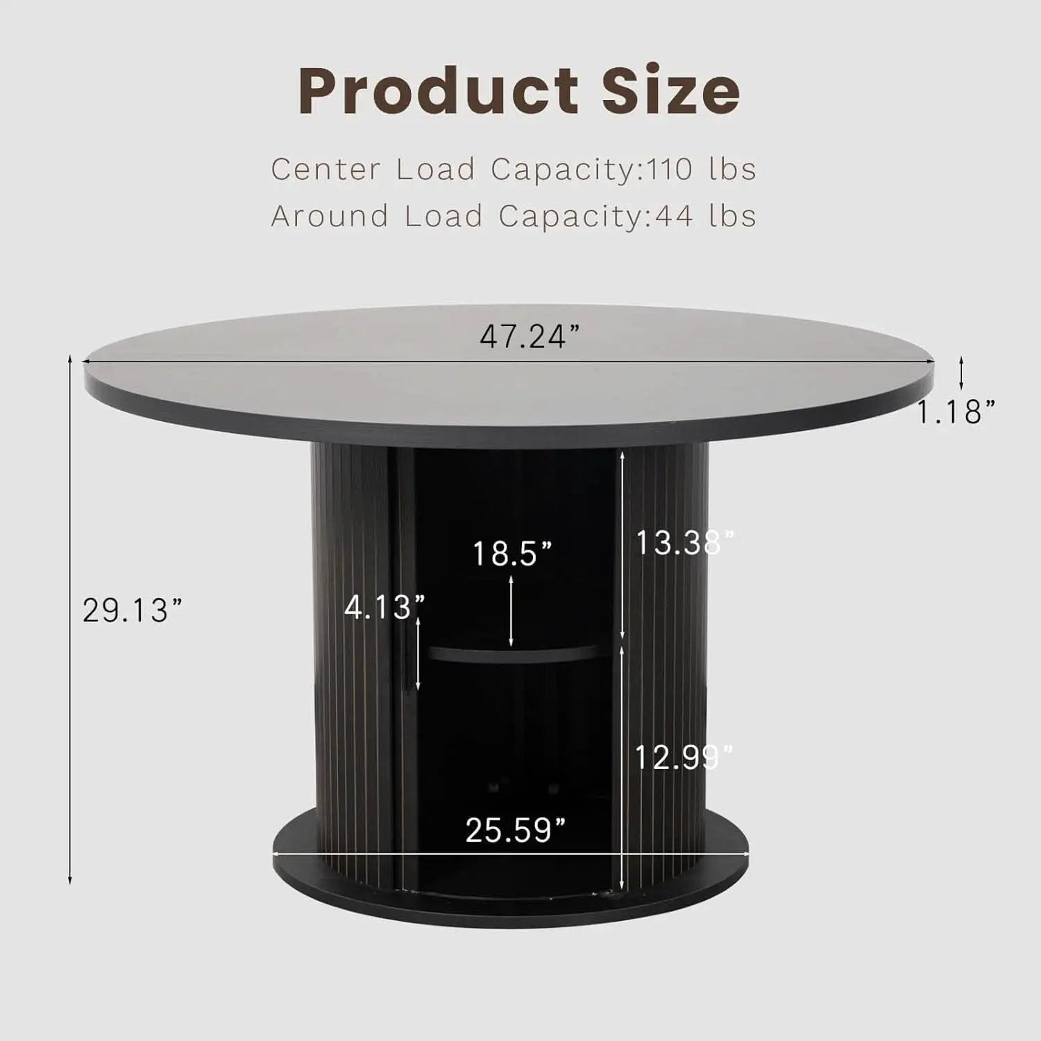 Round Dining Table Featuring Concealed Storage Black from PriceLows™