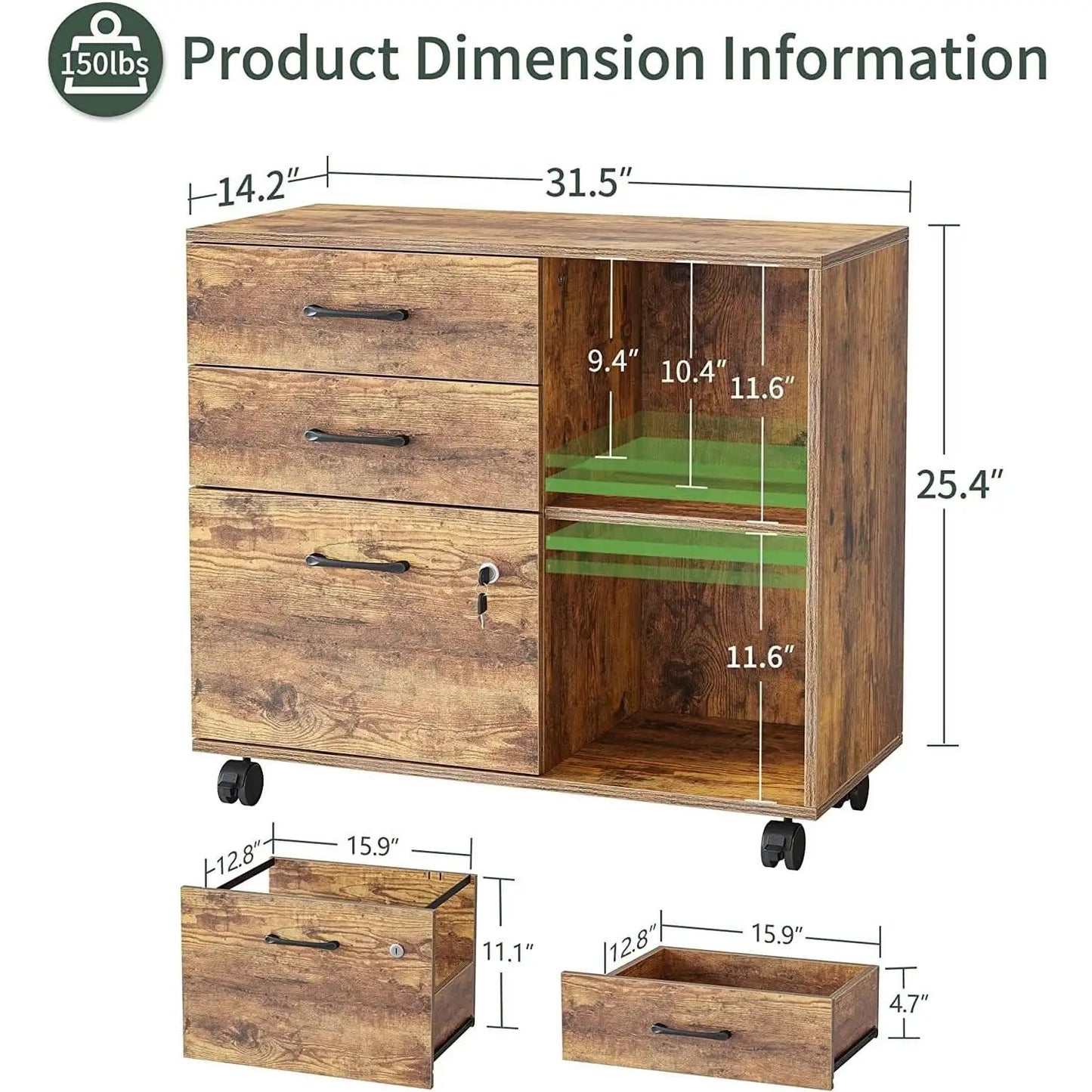 Electric Height Adjustable L Shaped Desk With File Cabinet from PriceLows™