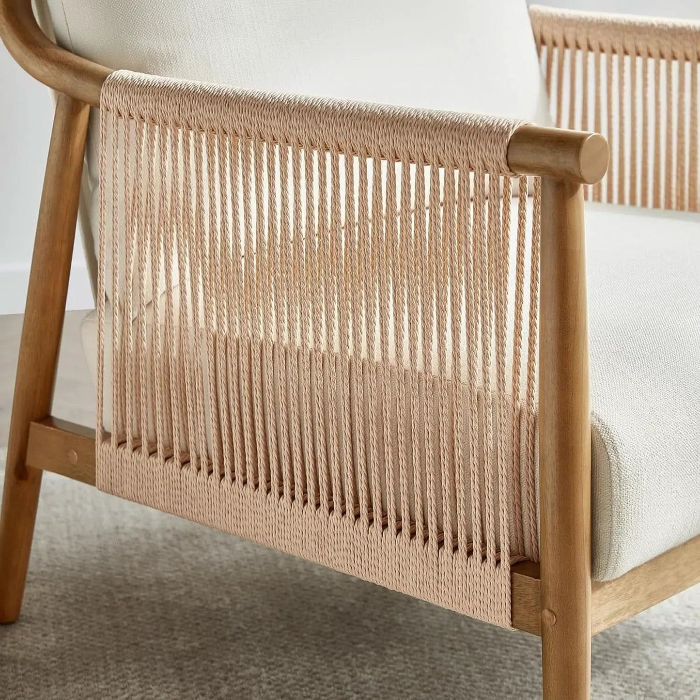 Cream Braided Accent Chairs Set Of 2 For Living Room from PriceLows™