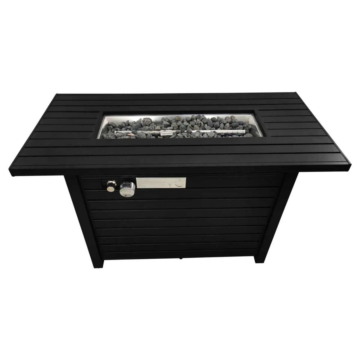 Black Fire Pit Table | 20 Inch Depth | Adjustable Flame | Durable Steel Construction