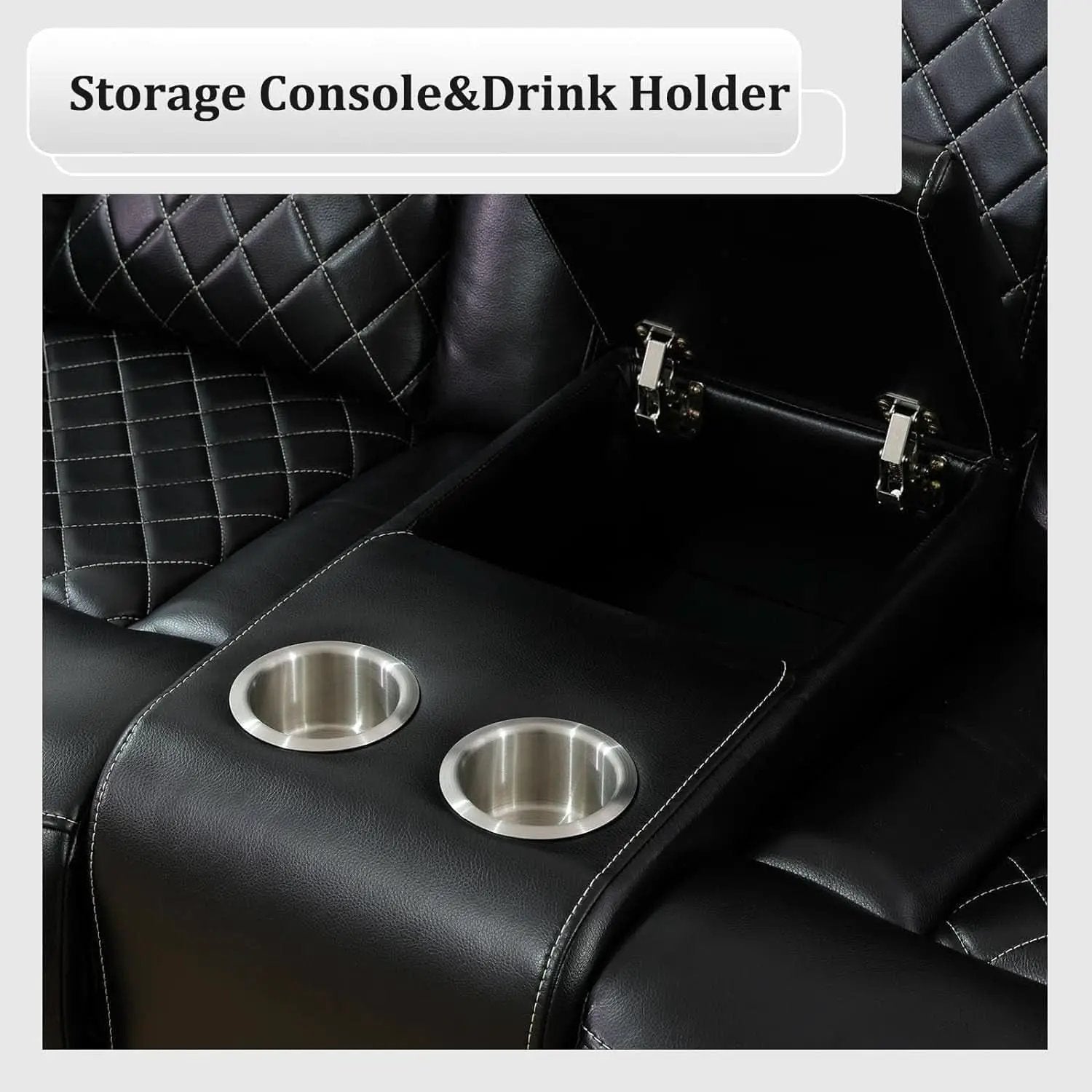 Black Power Recliner Sofa Set With LED And USB Charging from PriceLows™