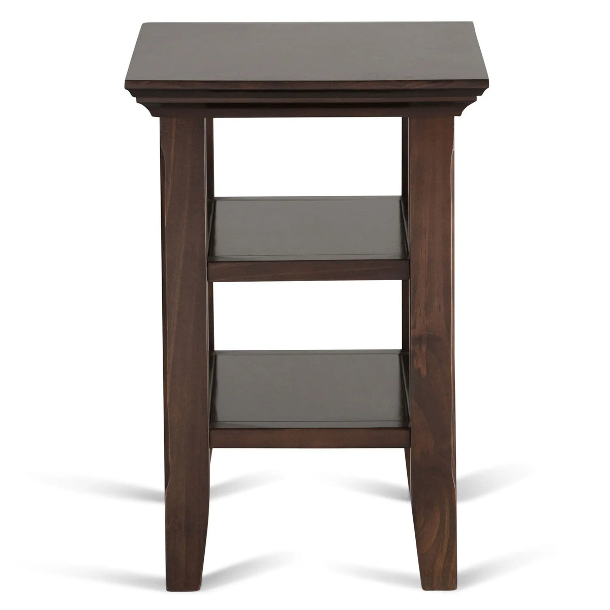 Acadian Narrow Side Table | Handcrafted Solid Wood | 2 Open Storage Shelves | 24 Inch Height