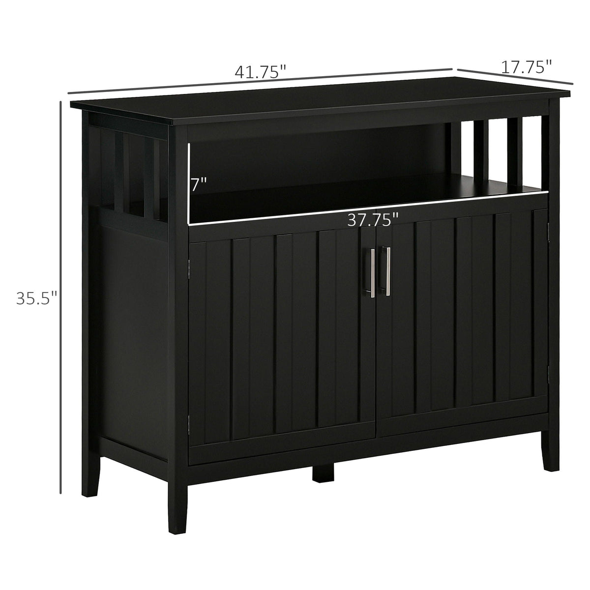 Homcom Sideboard Buffet Cabinet, Kitchen Cabinet, Coffee Bar Cabinet With 2 Doors | 41.8 x 17.8 x 35.5 in | Mdf | Black