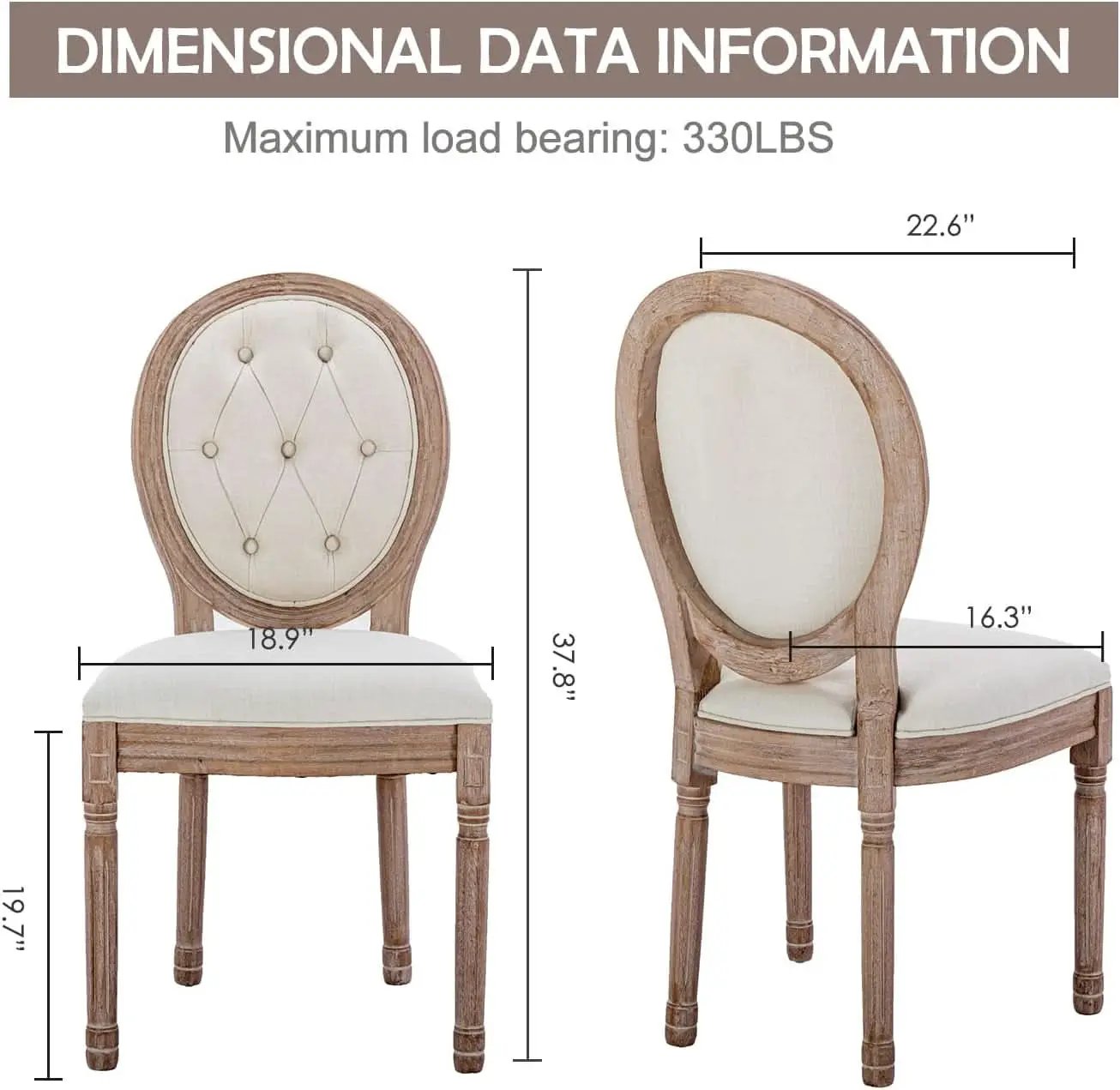 French Country Dining Chairs Set Of 4 Louis Style With Curved Backrest from PriceLows™