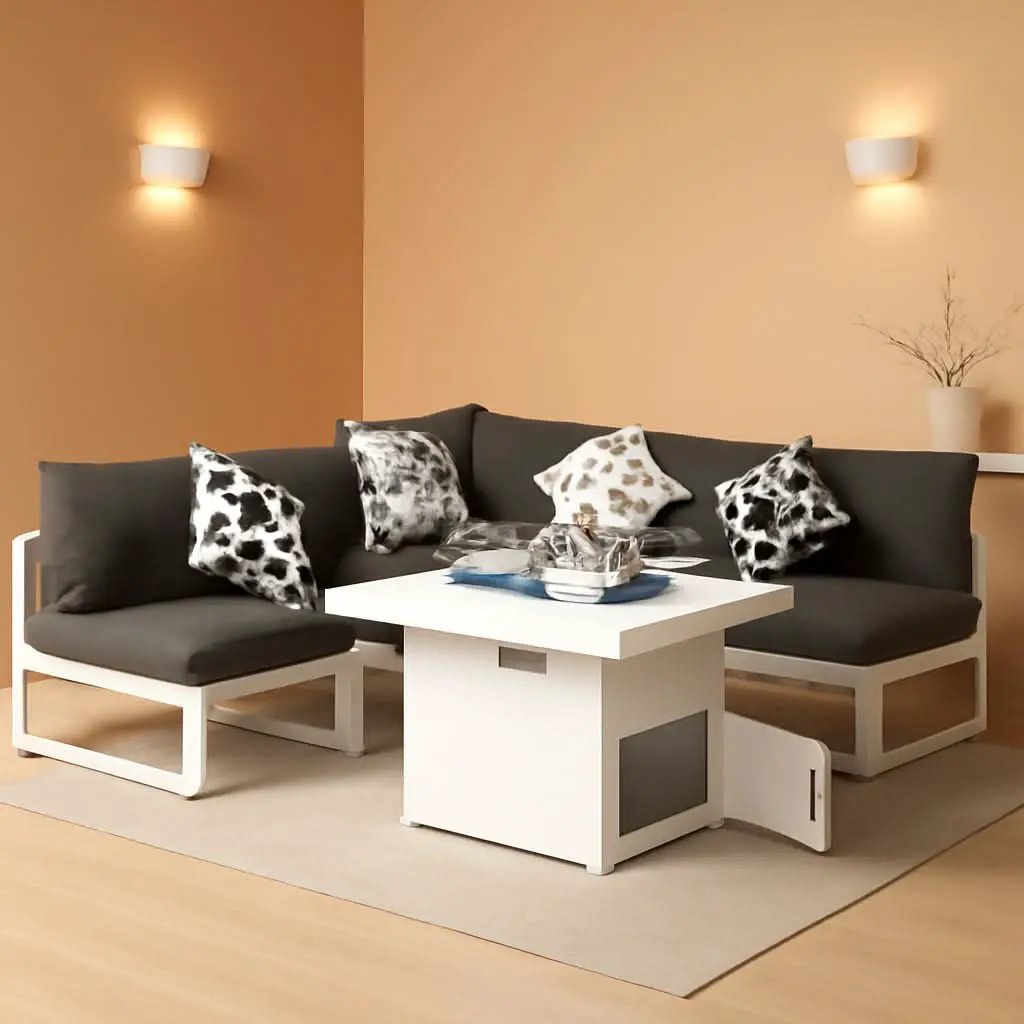 White Aluminum Outdoor Patio Furniture Set With Fire Pit from PriceLows™