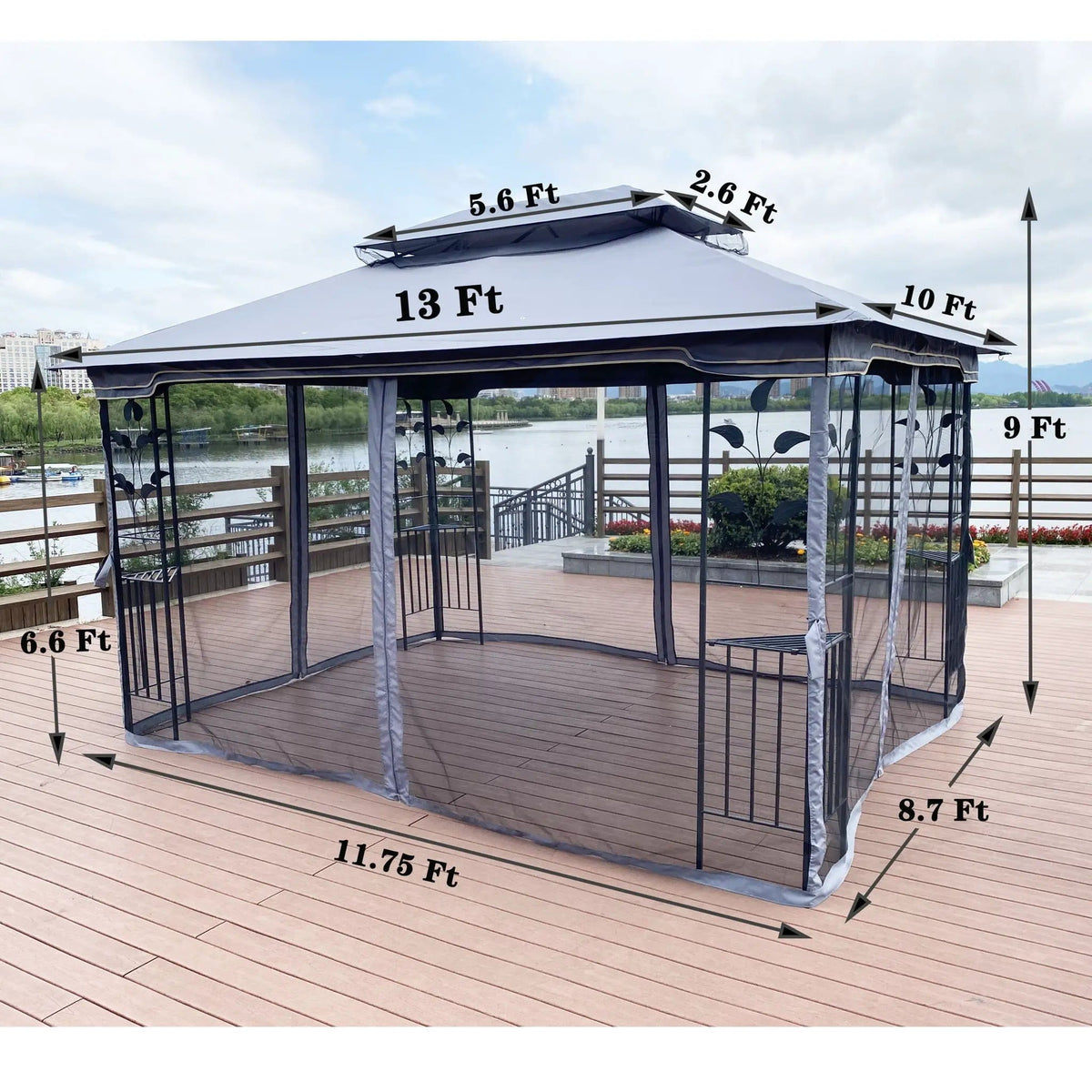 Patio Gazebo Tent With Ventilated Double Roof And Mosquito Net For Backyard Or | 2 Pieces | Steel & Iron | Outdoor Living