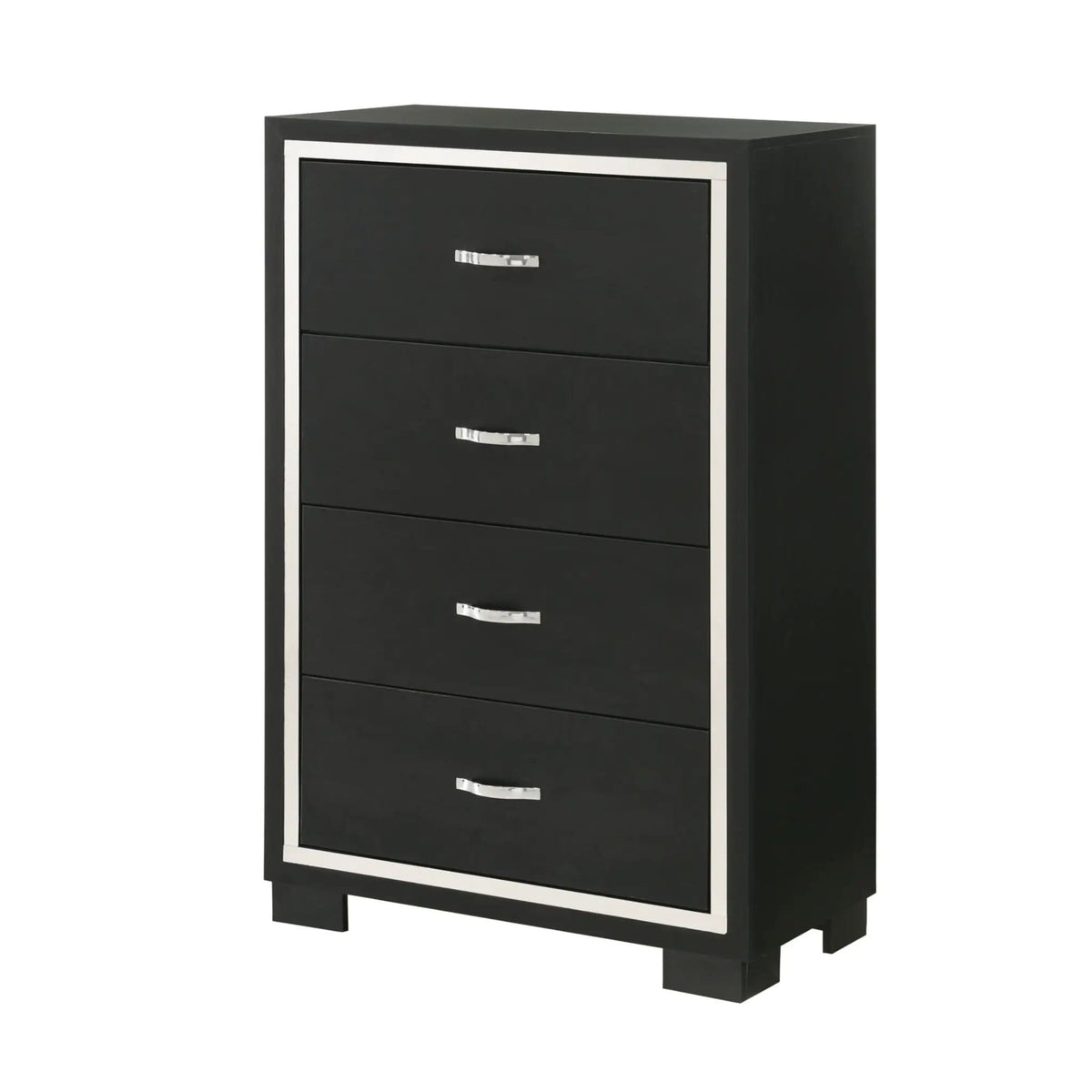 4 Drawer Bedroom Chest With Handles Furniture - | 31.3 x 16.1 x 48.1 in | Solid Wood & Metal | Black