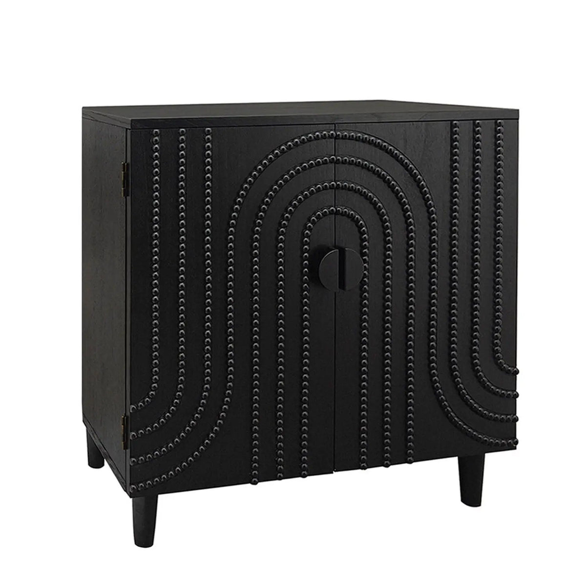 Two Door Storage Cabinet | Adjustable Shelf | Rainbow Wood Bead | Matte Black