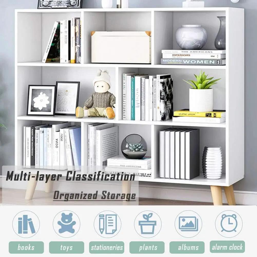 Wooden Open Shelf Bookcase 3 Tier Floor Standing Warm White from PriceLows™