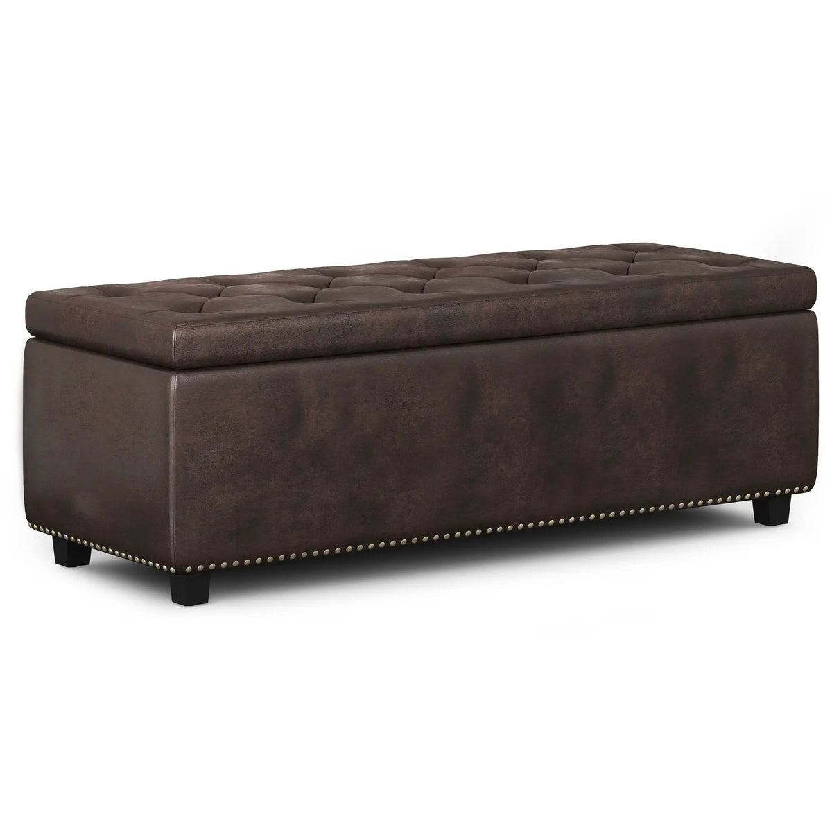 Hamilton Upholstered Storage Ottoman | Child Safety Hinge | Large Interior Storage | 47.6 Inch Length