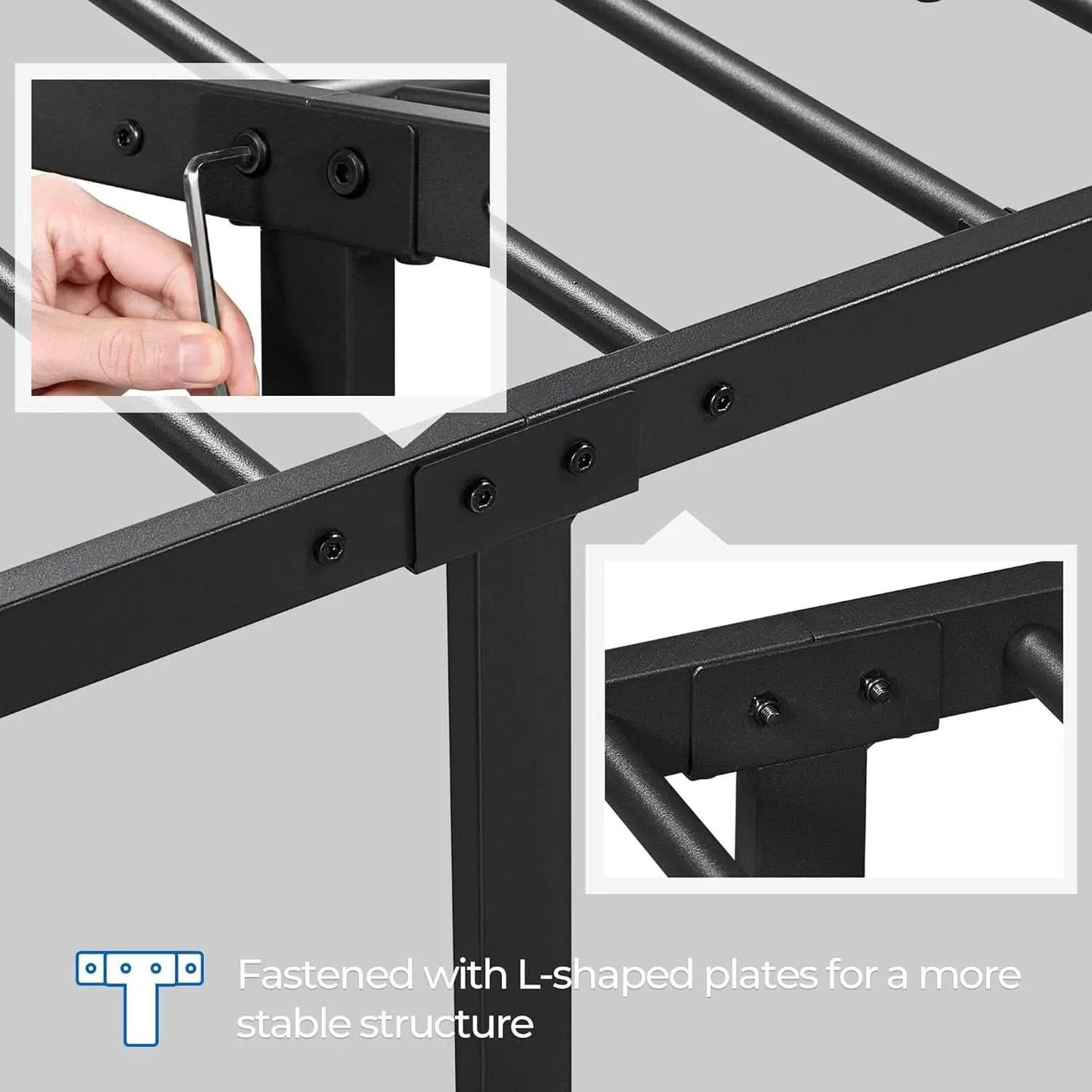 Queen Size Metal Platform Bed Frame With Storage Black from PriceLows™