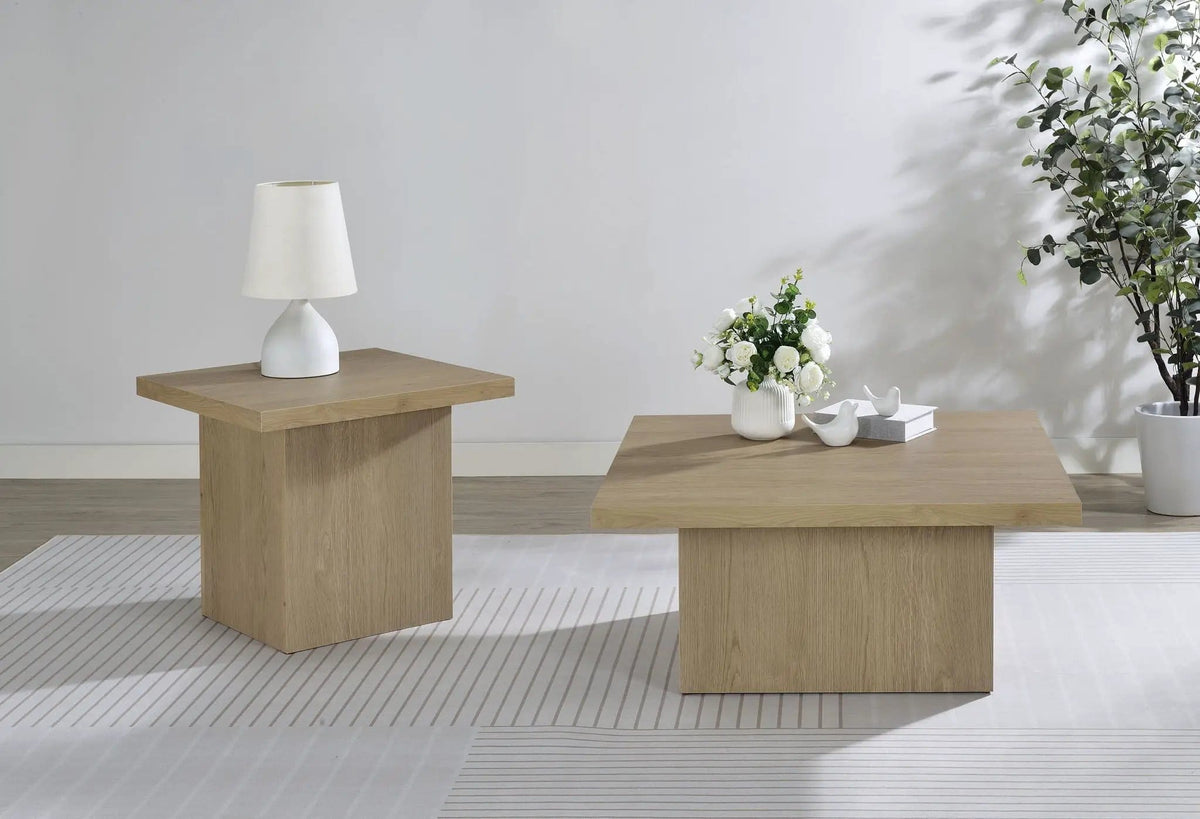 Devar 2-piece Square Cocktail Coffee End Table Set Latte | 2-Piece Set | Engineered Wood & Veneer | Dining Room