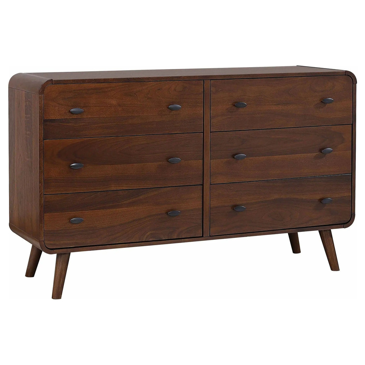Robyn 6-drawer Bedroom Dresser Dark | 61 x 17 x 36.5 in | Engineered Wood & Walnut | Walnut
