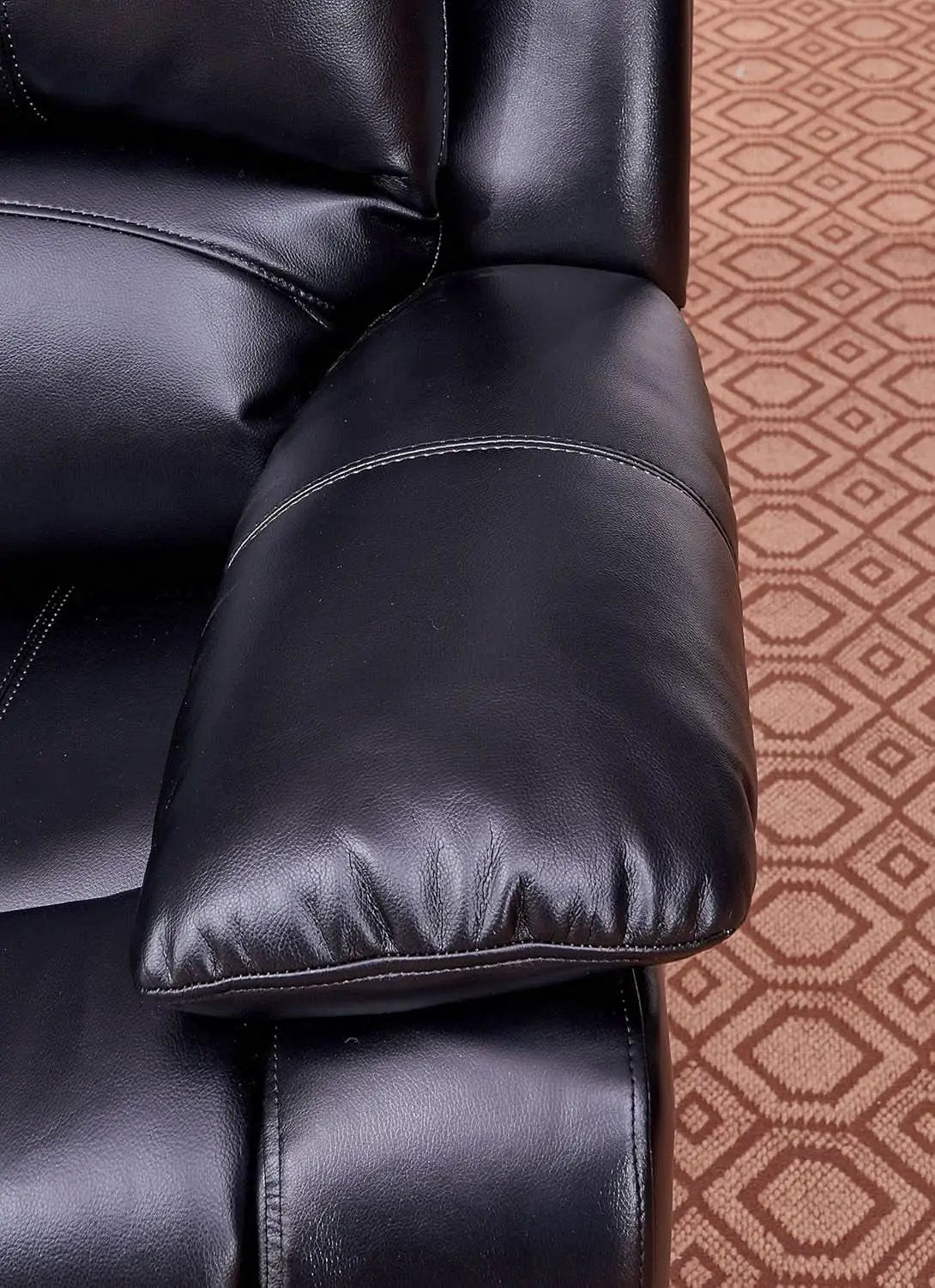 2Piece Bonded Leather Recliner Sofa And Loveseat Set Black 8018 With Pocket Coil Cushions from PriceLows™