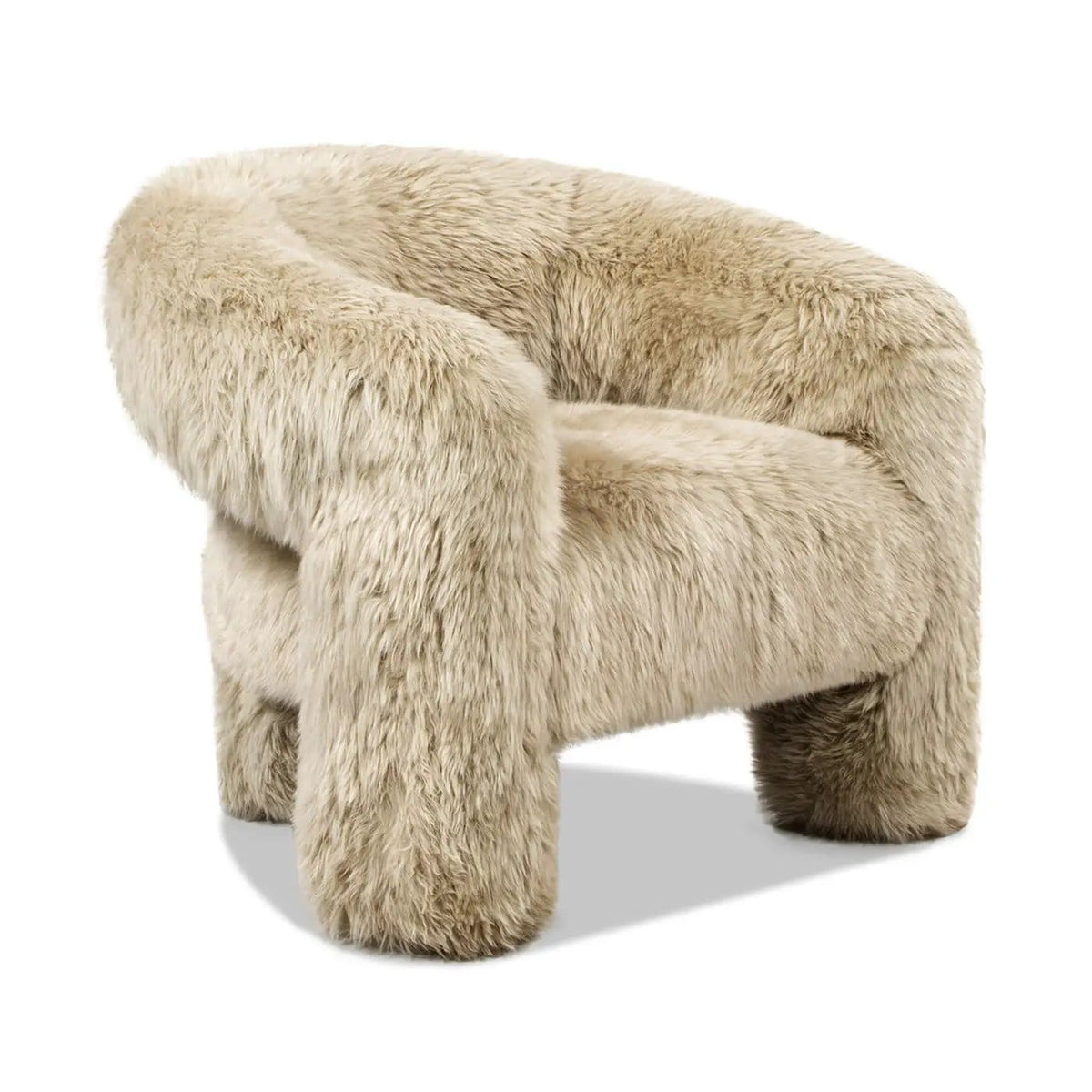 Avalon Genuine Sheepskin Fur Split Barrel Back Accent Chair | 30.5 x 35 x 30.5 in | Living Room Furniture | Natural Blonde