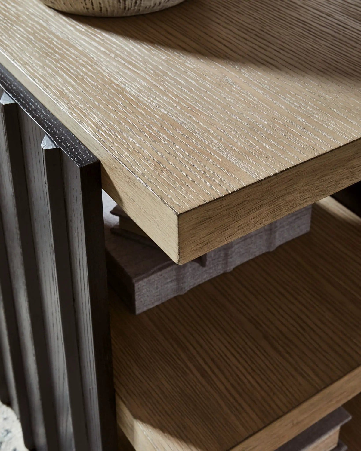 Rylandyn Rectangular End Table | 18.25 x 24 x 25 in | Oak Veneer & Mdf | Black / Light Brown