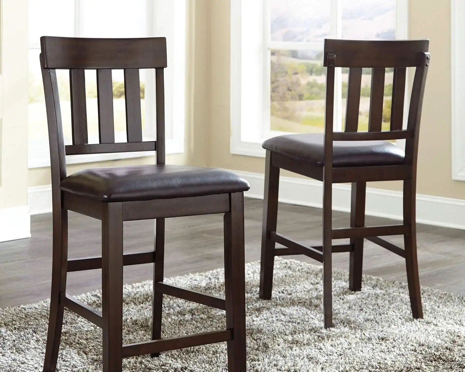 Haddigan 24 Inch Dark Brown Upholstered Bar Stool Set Of 2 from PriceLows™