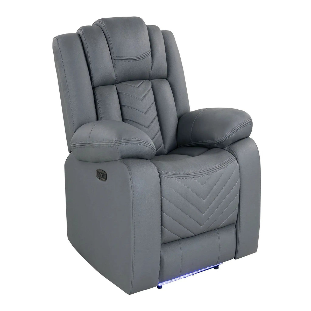 Raize Power Recliner With LED Functionality Reclining Chair | 42 x 38.25 x 39.75 in | Polyester & Fabric | Gray