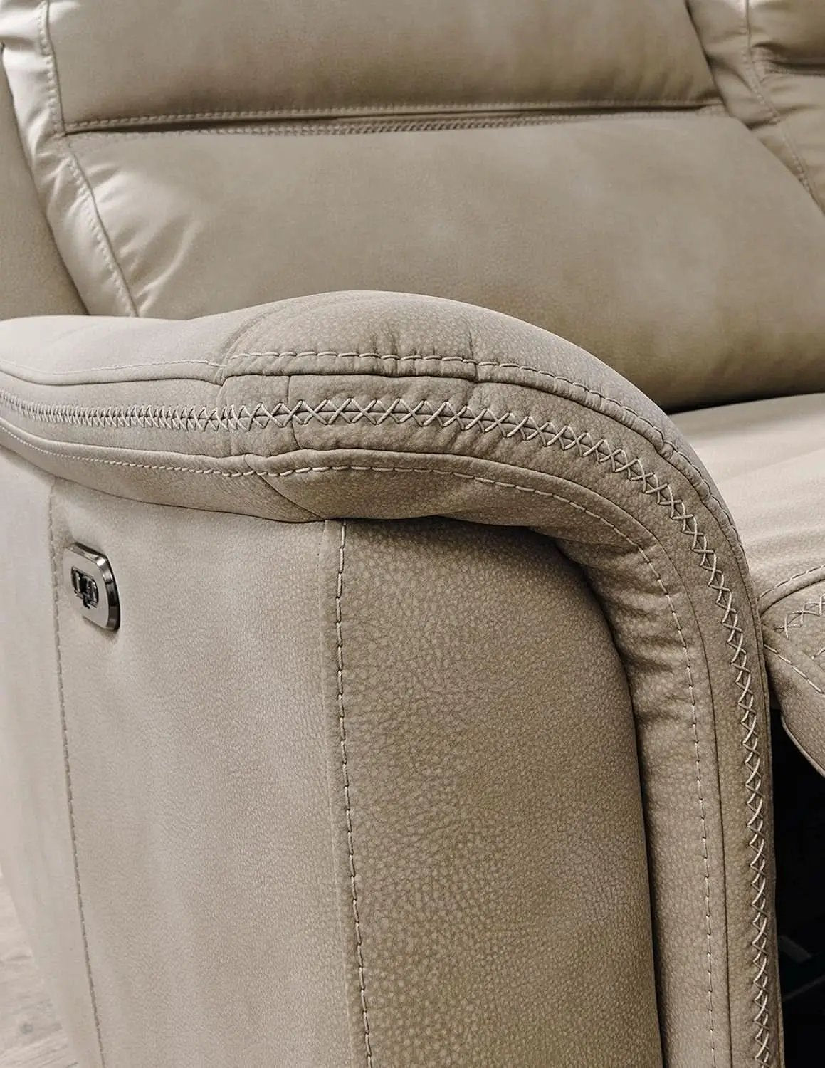 Durapella Power Recliner With Adjustable Headrest Beige from PriceLows™