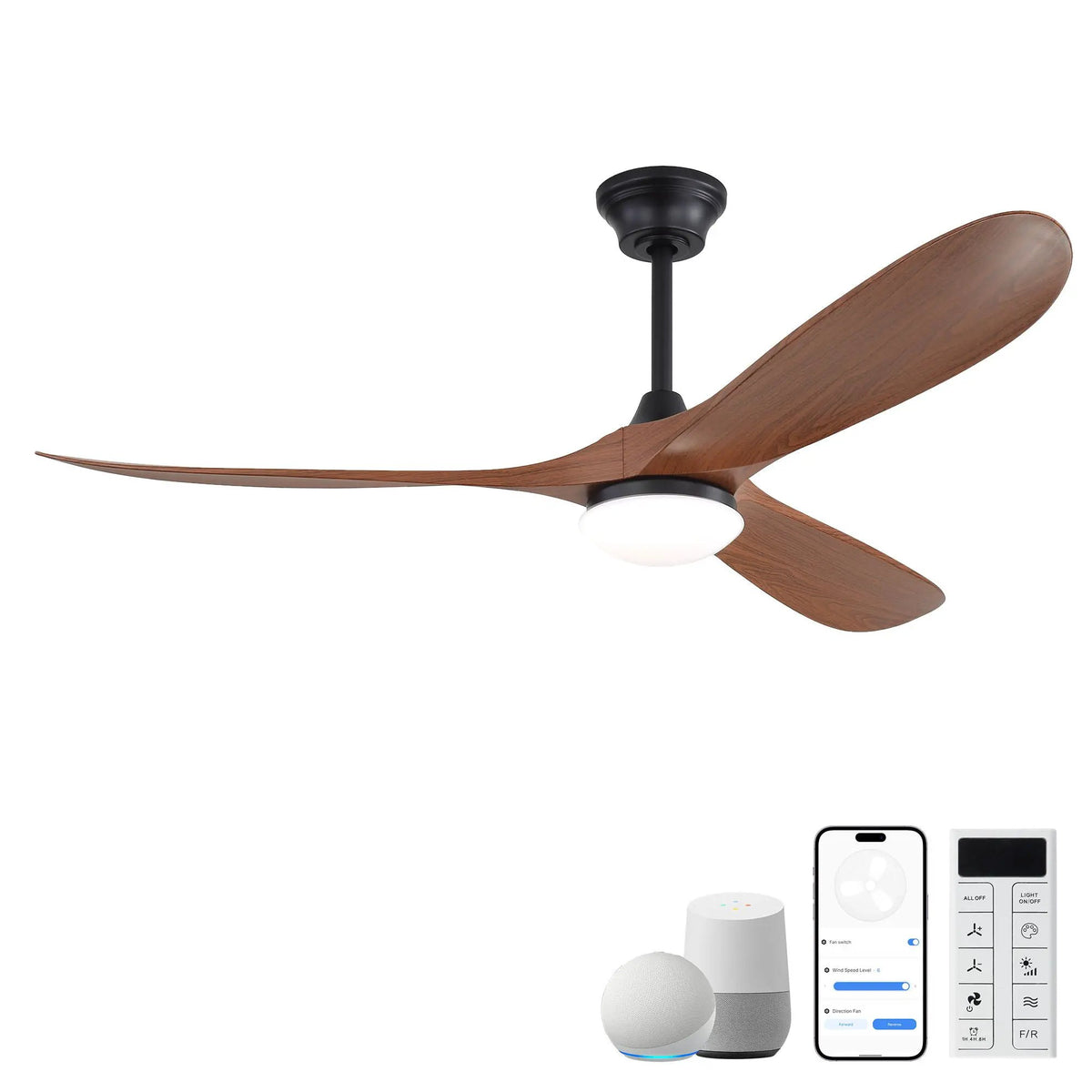 Smart Ceiling Fan | 60 Inch Span | Alexa Voice Control | Reversible DC Motor