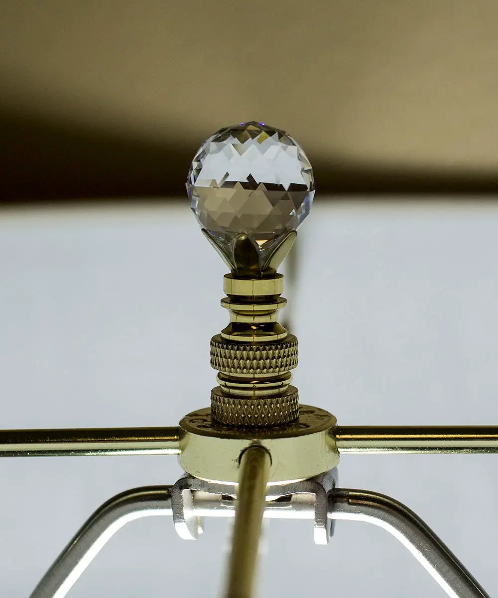 Lamp Finial | Multi Faceted Crystal | Polished Brass | 2 Inch