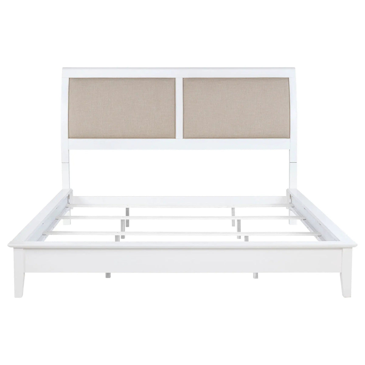 Bexhill 56-inch Upholstered Eastern King Panel Bed | 83.75 x 92.5 x 57 in | Linen & Fabric | White