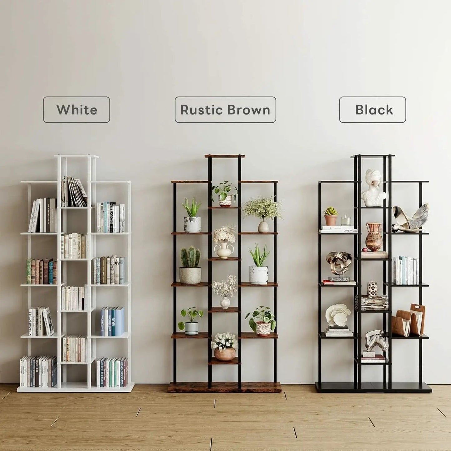Rustic Brown 6 Tier Bookshelf For Small Living Room from PriceLows™