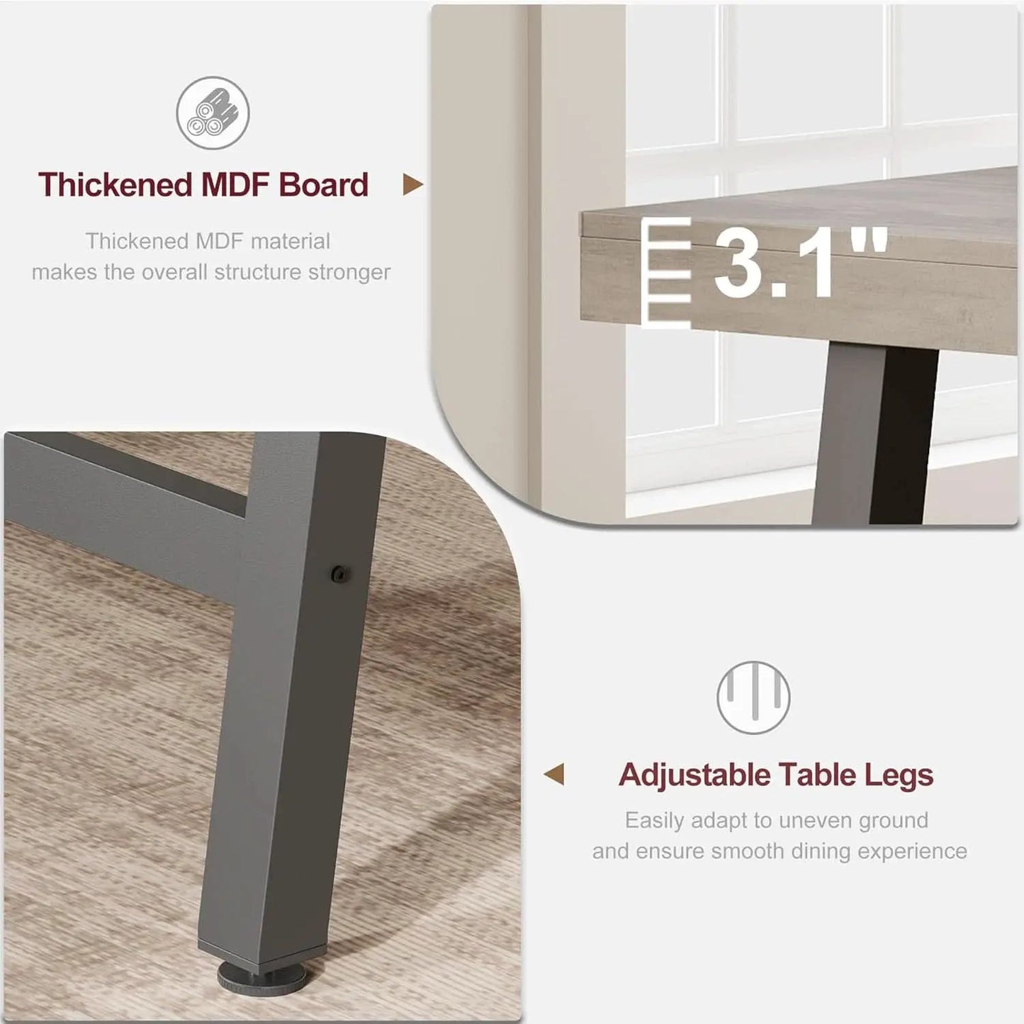 Industrial Dining Table 70.87 Inch Grey For Kitchen from PriceLows™