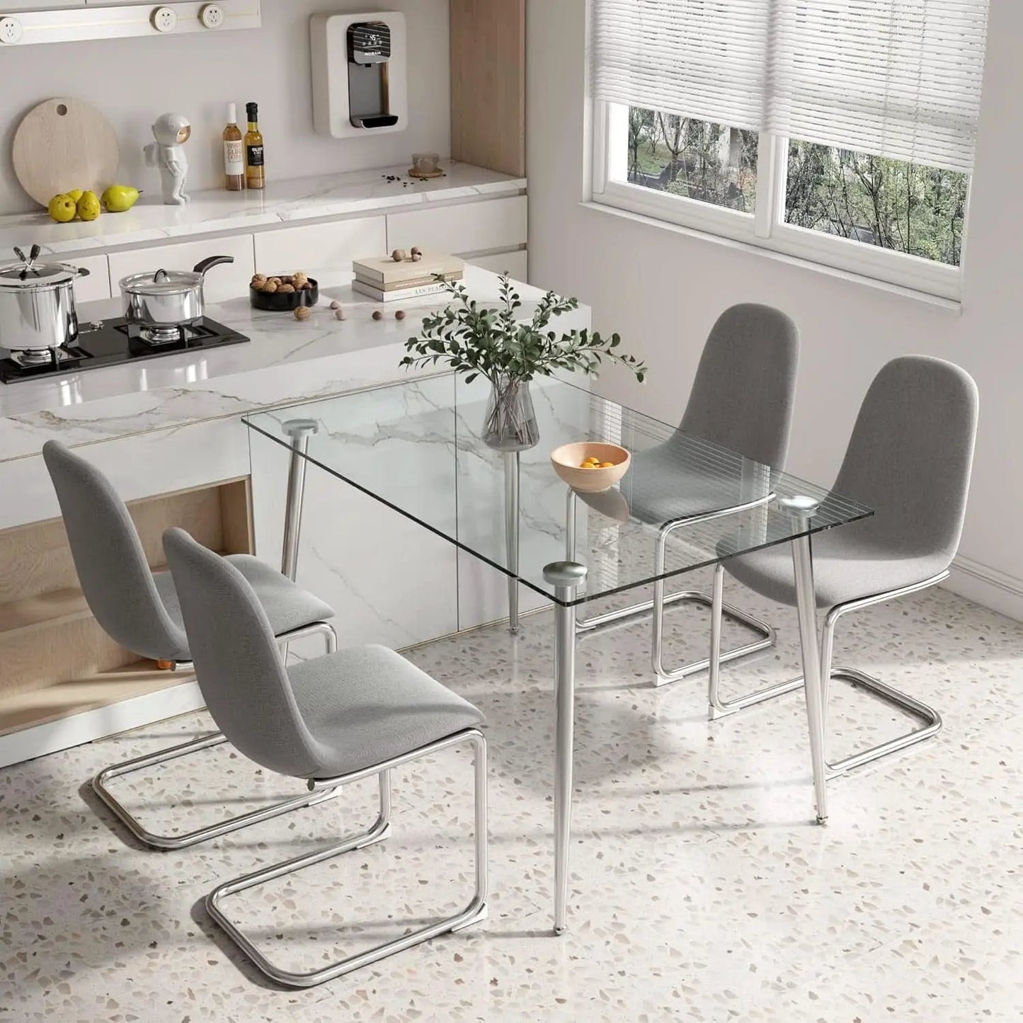 Glass Dining Table For 4 51 Inch Clear Top For Home from PriceLows™