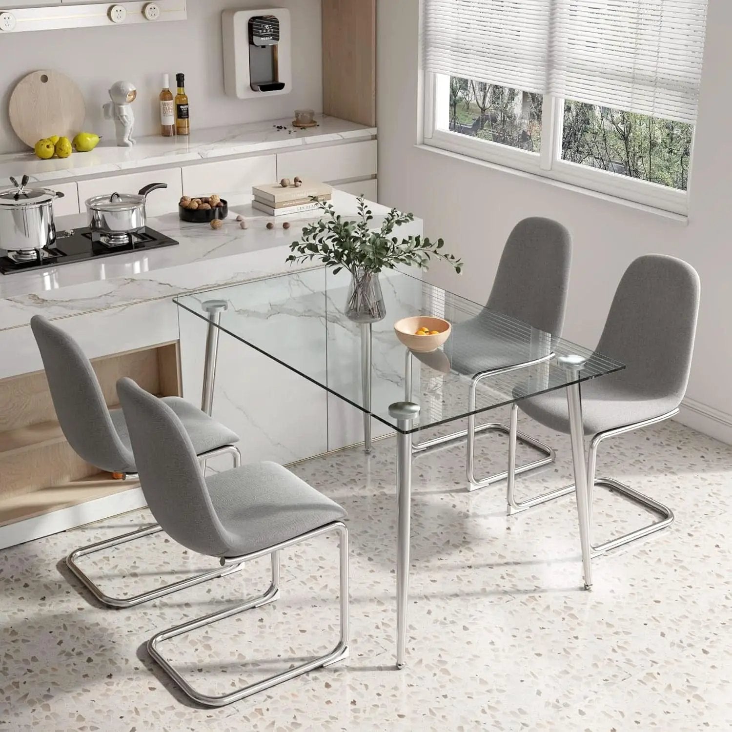 Glass Dining Table For 4 51 Inch Clear Top For Home from PriceLows™