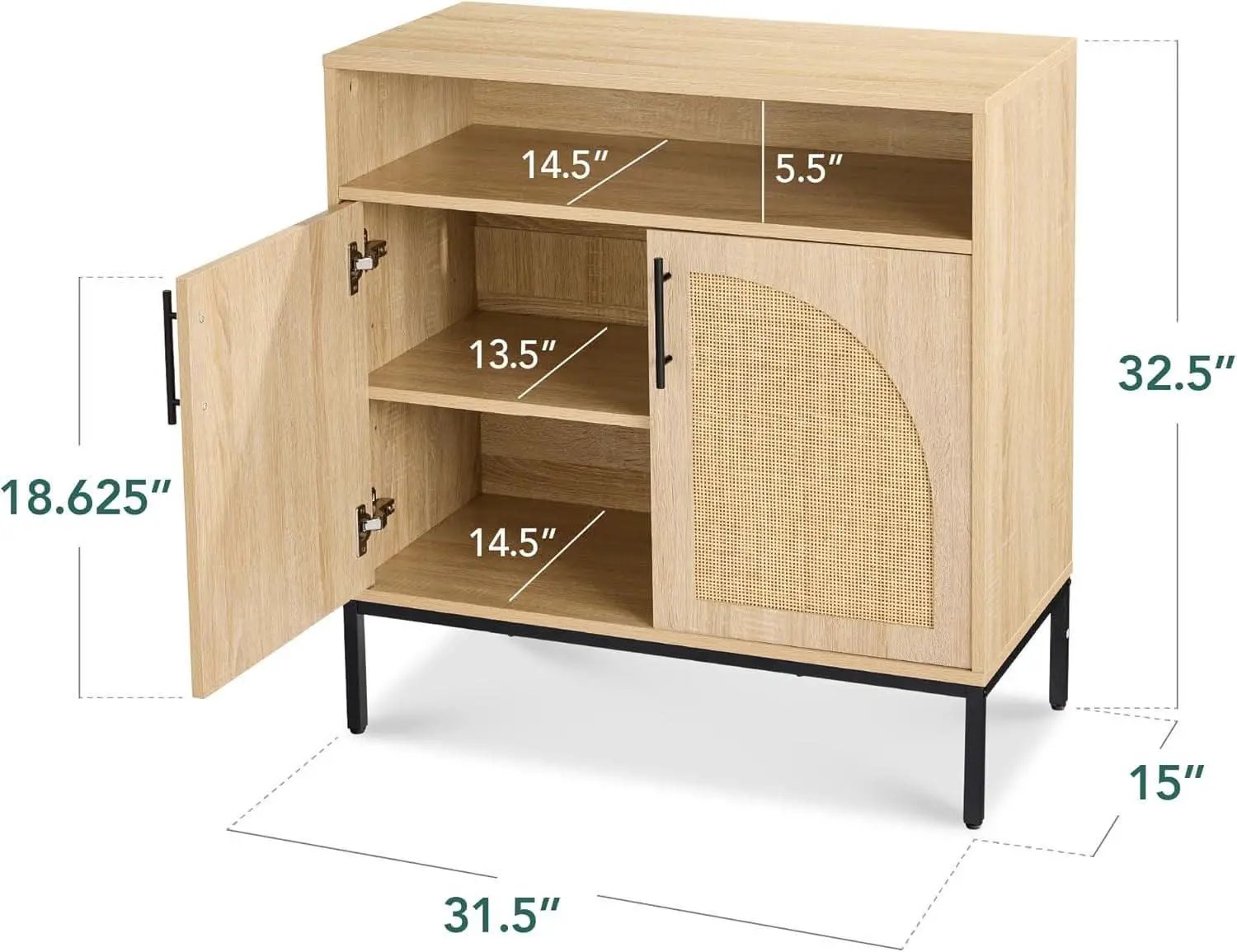 Rattan Sideboard Buffet Cabinet Natural Color Cord Cutout from PriceLows™